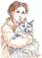 woman with grey cat #1